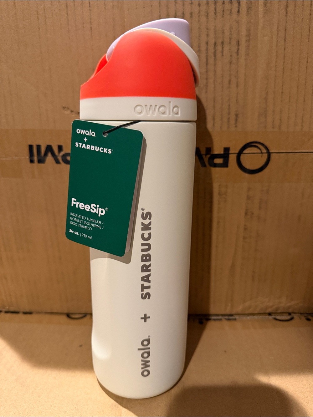 Starbucks White Insulated Tumbler with Coral Lid